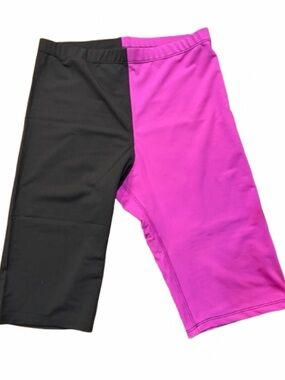 Callipygian Black and Magenta Colorblock Bike Shorts Brand New! Size M